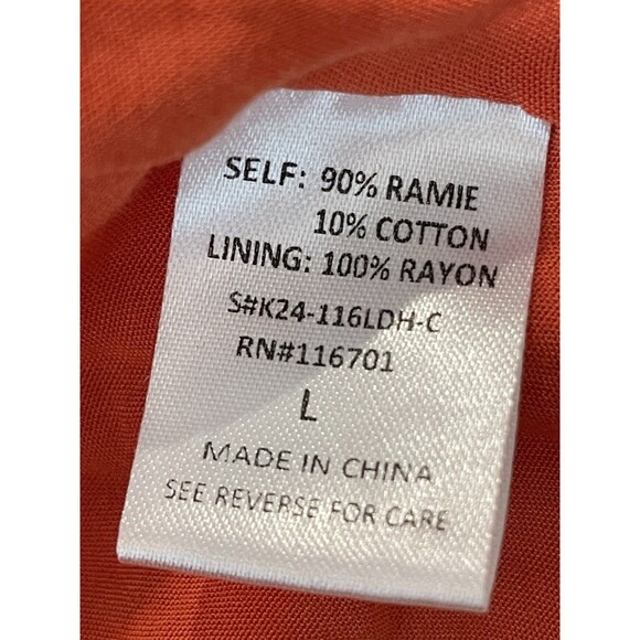 Coral Linen Blend Mini Dress Sleeveless V Neck Ruffle‎ Hem Summer Casual - Picture 6 of 6